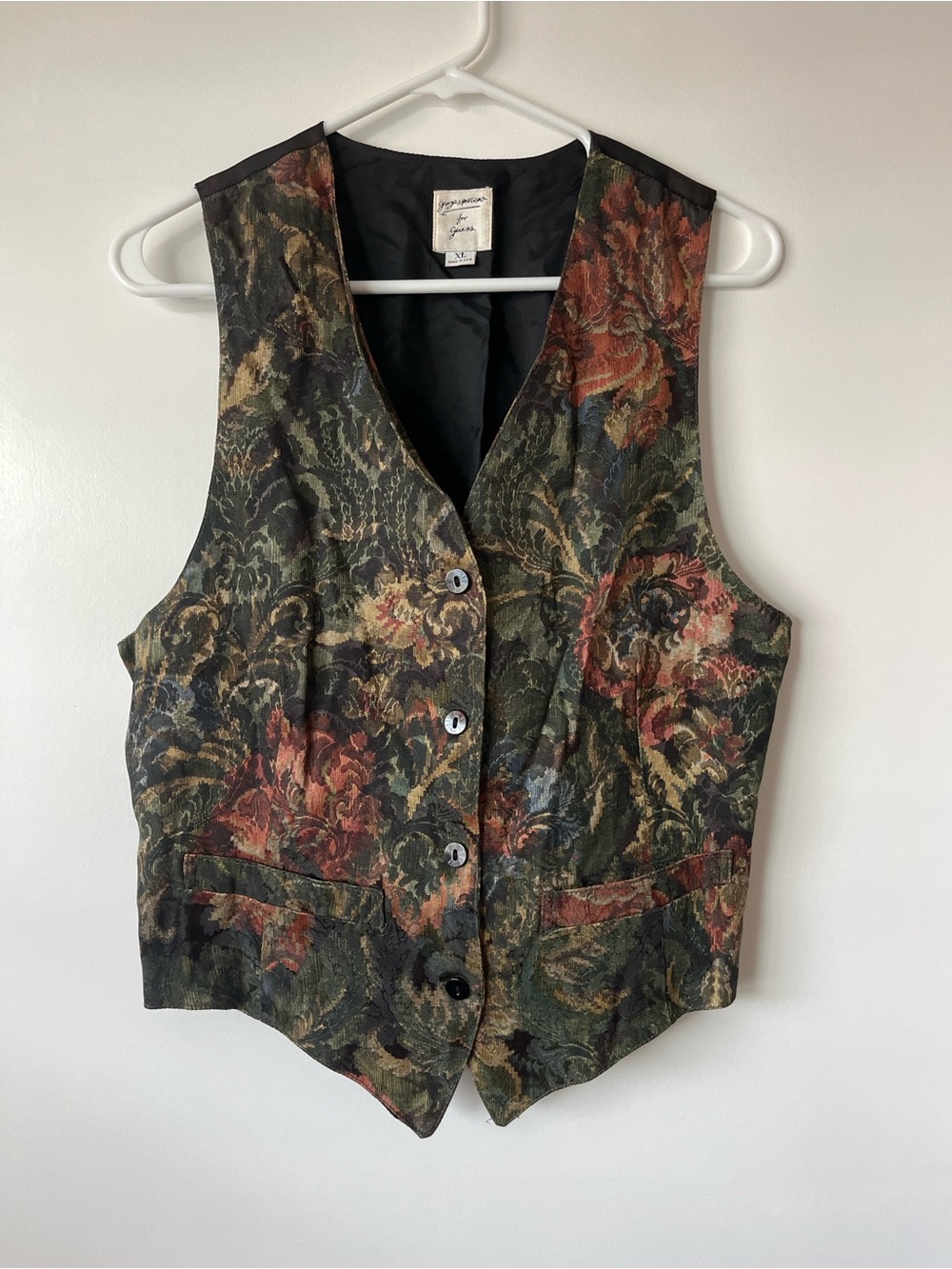 Vintage Georges Marciano for Guess Floral Tapestry Vest - Green Multi